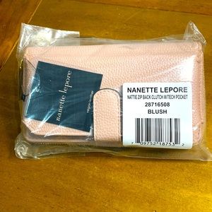 nanette Lepore vegan leather zip clutch